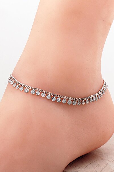 Sümer Telkari Gurmet Sıra Taşlı Rodyumlu Gümüş Halhal 351