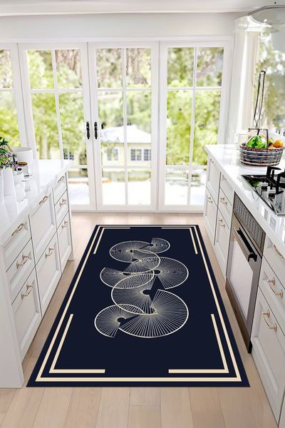 Napoli Home Baskılı Çerçeveli Dekoratif Yıkanabilir Kaymaz Taban Yolluk Salon...