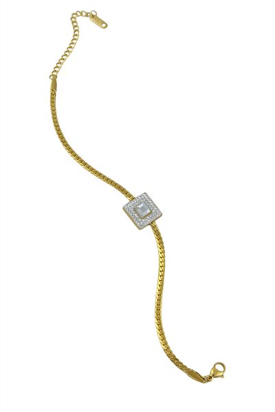 Çlk Accessories سوار مضفر بحجر مربع من الفولاذ TrBileklik70368