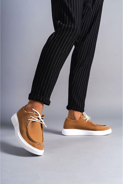 Aymood SLW170 Tornado - Pantofi sport pentru bărbați din piele intoarsa, cu siret, Casual Classic, BT Tan