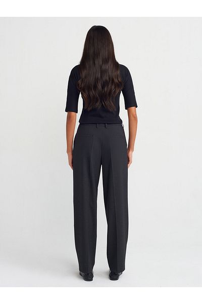 Dilvin 71552 Dark Gray Straight Fit Belted Trousers
