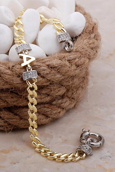 Sümer Telkari A Harfli Gurmet Altın Yaldızlı Gümüş Bileklik 4028