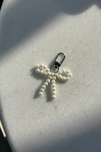 klovi Beyaz Incili Fiyonk Anahtarlık Ve Çanta Aksesuarı