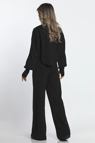 GÜLSELİ Fekete női ujjas, magas derekú kötöttáru szett