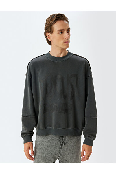 Koton Φούτερ με στάμπα με λαιμόκοψη - Πλενόμενο μείγμα βαμβακιού