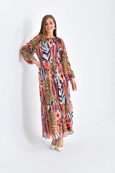 FTZ WOMEN Rochie de damă din șifon cu imprimeu Coral 30499