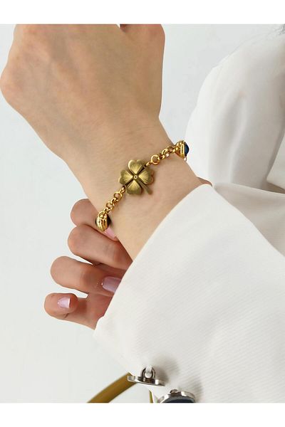 Çlk Accessories الصلب عين الشر حبة البرسيم سوار