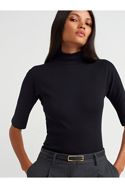 Dilvin 31244 Dik Yaka T-Shirt-Siyah