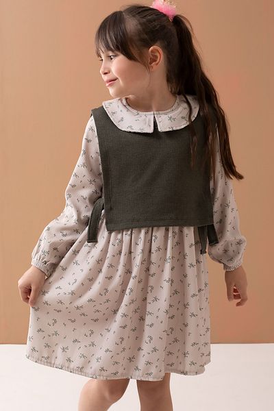 Cansın Mini Μακρυμάνικο φόρεμα για κορίτσια με φλοράλ στάμπα 19547