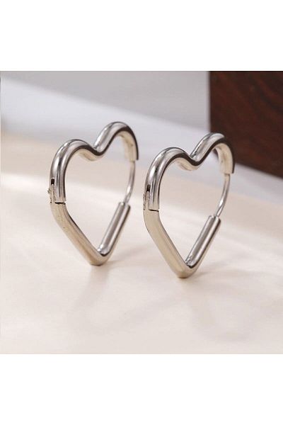 Acousticworld Stylish Women's Heart Earrings with Stainless Steel - Non-Blackening, Anti-Allergic