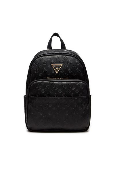 Guess Black Leather Backpack - Zipper and Compartment, Women's Brand Logo Twd745 29900-Bla