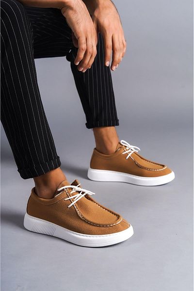 Aymood SLW170 Tornado - Pantofi sport pentru bărbați din piele intoarsa, cu siret, Casual Classic, BT Tan