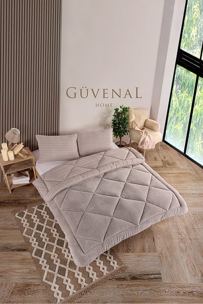Güvenal Elite Wellsoft Double Sided Luxury Quilt Set - King Size Sleeping Set with Pillowcase