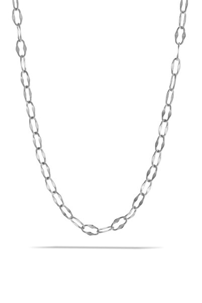 Sümer Telkari 49 Cm Rodyumlu Gümüş Figaro Zincir Kolye 7286