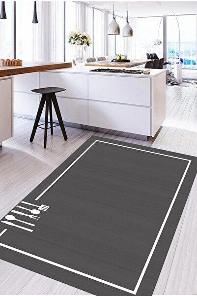 Napoli Home Baskılı Sade Düz Renk Desenli Yıkanabilir Kaymaz Taban Yolluk Sal...