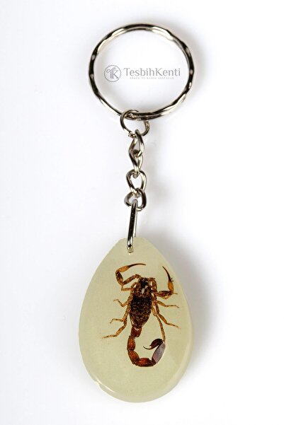 TESBİHKENTİ Yeşil Renk Akrep Fosilli Anahtarlık Model 3