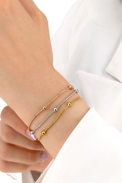 Çlk Accessories قسط الصلب 3 سلسلة حبة سوار