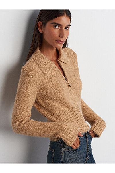 Dilvin 60257 Kardigan od pletiva sa polo ovratnikom i patentnim zatvaračem - ...