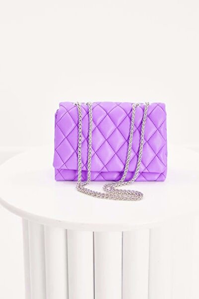 Bagorama Capıc Kadın Zincirli Kapitone Suni Deri Omuz Çantası - Lila