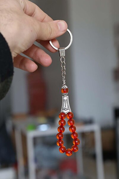 TESBİHKENTİ Ανοιχτό κόκκινο σφαιρικό χάντρο προσευχής - Μπρελόκ