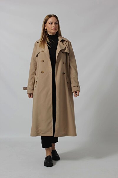 Moda Berray Dizaltı Düğmeli Kuşaklı Trençkot