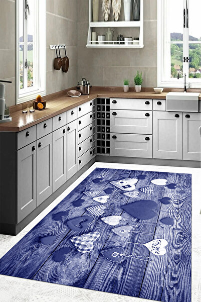 Napoli Home Dijital Baskılı Kalp Motifli Yıkanabilir Kaymaz Taban Yolluk Salon Mutfak Halısı