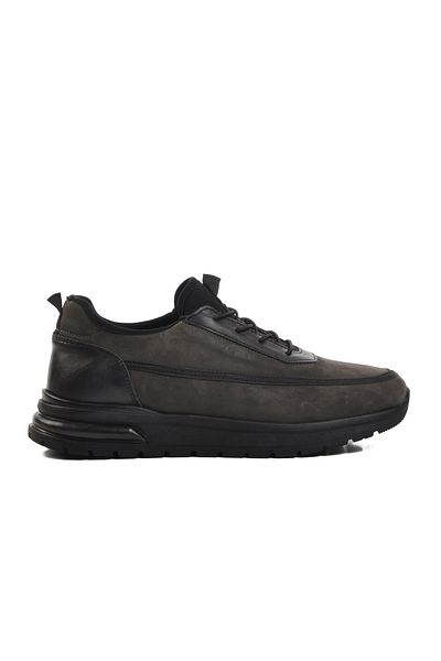 AYAKMOD 241548 Ανδρικά παπούτσια casual από γνήσιο δέρμα Nubuck σε γκρι χρώμα
