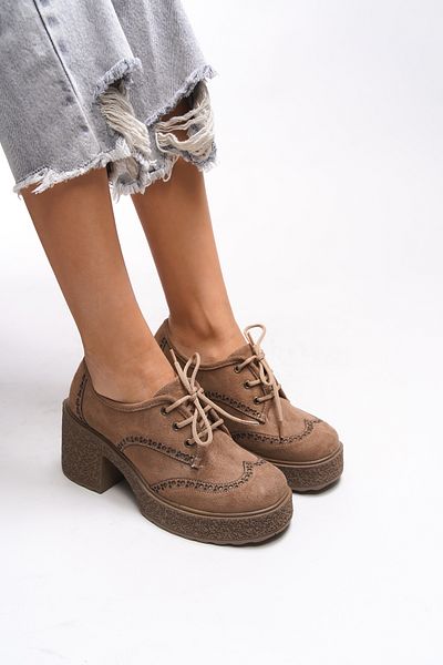 Riccon Ghinziss Damen-Loafer aus Nerz-Wildleder – Heels und Schnürsenkel 00121570