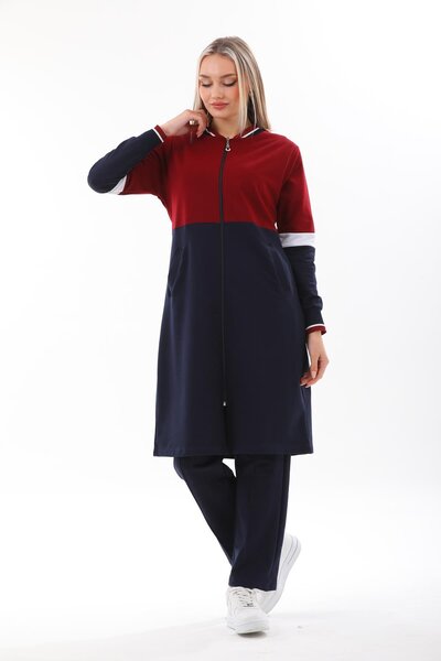 WestBound Women's Hijab Tracksuit Set Long Casual Sports Set Claret Red