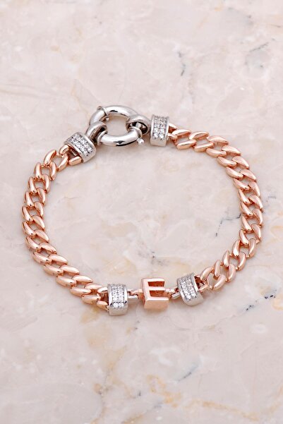 Sümer Telkari E Harfi Gurmet Rose Gümüş Bileklik 4266