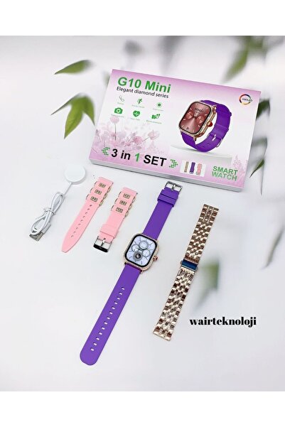 Wair Teknoloji G10 Mini Kadın Akıllı Saat 3 Kordonlu  Watch 10 Bluetooth Bağl...