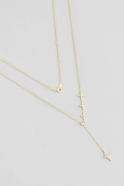 So CHIC... Yıldız Geçidi 18 Ayar Sarı Altın Kaplama 45 Cm Gümüş Y Kolye