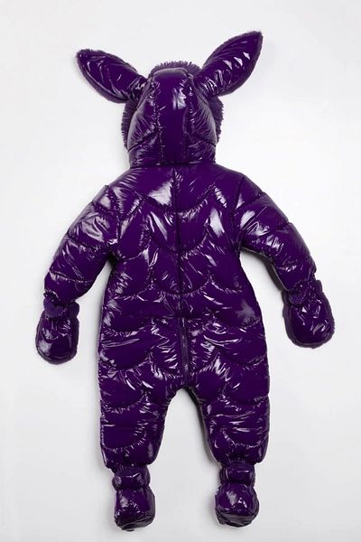 MDM Quilted Winter Jumpsuit for Baby Girl - Zippered, Fur Hood, Rabbit Ears