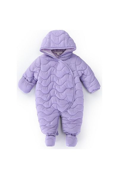 MDM Quilted Zippered Snap Inner Lining Furry Hooded Winter Baby Girl Astronaut Jumpsuit Cosmonaut Coat