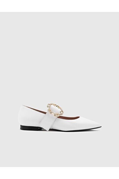 İLVİ Kimmo Hakiki Deri Kadın Beyaz Babet