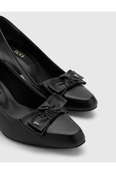 İLVİ Kersten Genuine Leather Women's Black Heeled Shoes