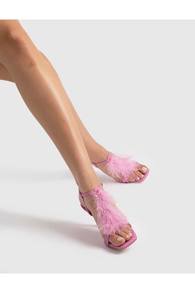İLVİ Merlin Genuine Leather Women's Pink Heeled Sandals
