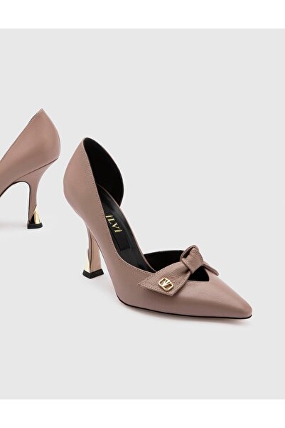 İLVİ Gurley Genuine Float Leather Women's Mink Heeled Sandals