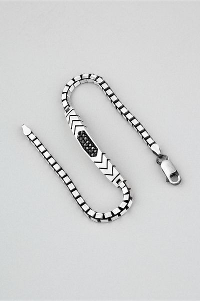 So CHIC... Black Zircon Stone Silver Men's Bracelet