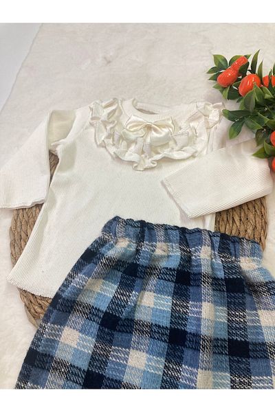 ESES BEBE Baby Cream Ribana Body Scratch Skirt-Bluz Set Set