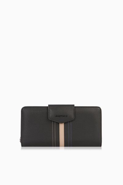 CENGİZ PAKEL Cengiz Pakel Women's Stripe Detailed Multi-Compartment Wallet – 65305 - Black/Mink