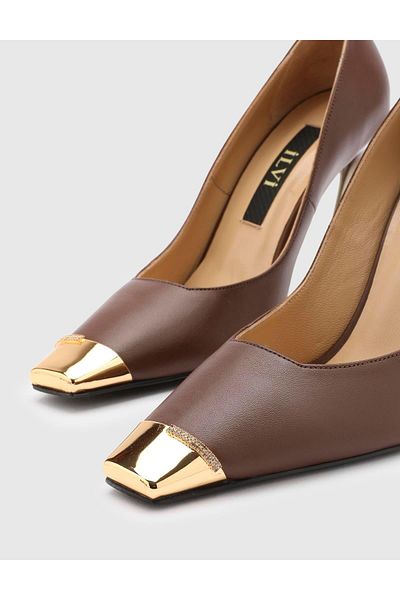 İLVİ Alanzo Genuine Leather Brown Women's Heeled Shoes