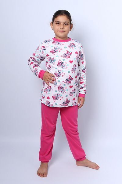 HÇM Girl's Printed and Ribbed Pajamas Set - C50
