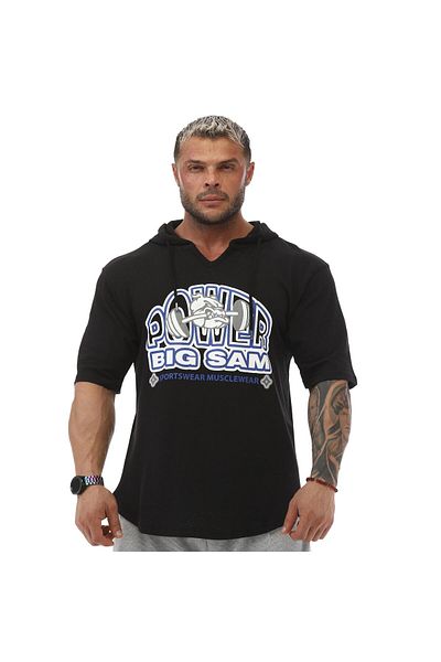 Big Sam Gym Power Hooded Training T-Shirt 3238