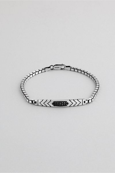 So CHIC... Black Zircon Stone Silver Men's Bracelet