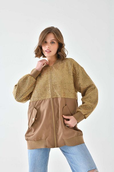 FTZ WOMEN Дамско оребрено палто Parachute, кафяво, 30708