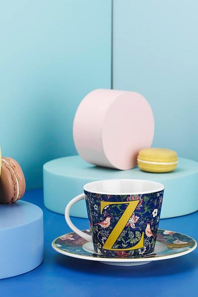 STOREMAX Ntwork Porcelain Toledo 2 Piece Single Tea Set, Z, Cobalt Art 1087243