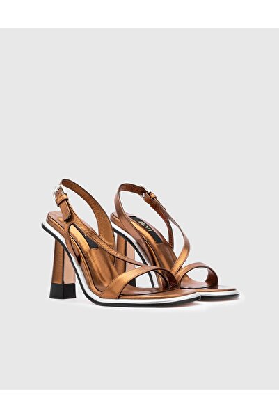 İLVİ Wilson Hakiki Deri Kadın Bronz Renk Topuklu Sandalet