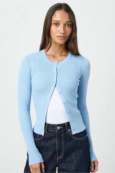 Madmext Cardigan cu mânecă lungă, albastru, cu nasturi, MG2177