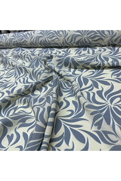 Yaren Ülker Ayrobin Kumaş Modal Viskon En 150 cm Antrasit Çiçek Desenli